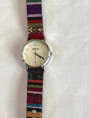 GENEVA | Multi-color Bohemian Woven Fabric strap-NEW Battery